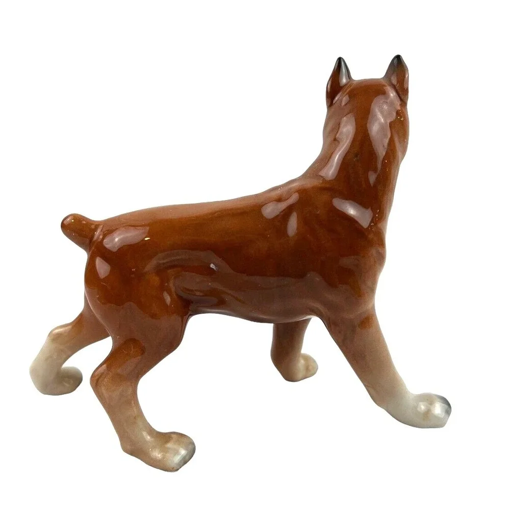 Vintage‎ Ceramic Champion Boxer Female Dog Brown Standing No Markings EUC